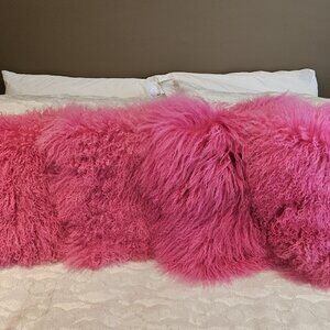 Lamb wool throw pillows including covers and inserts